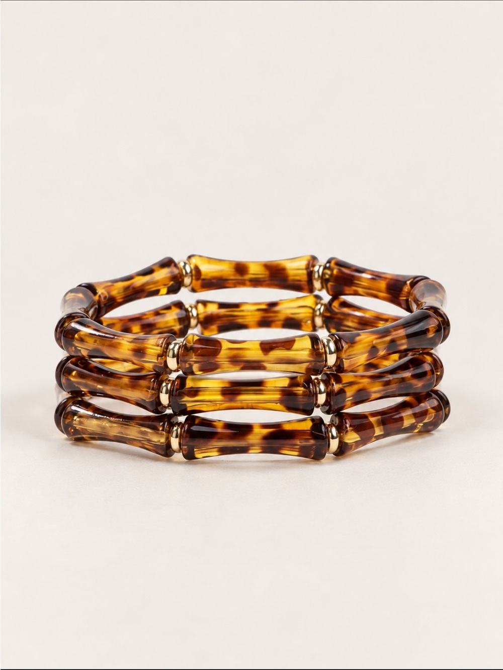 New! Amber Brown Tortoiseshell Lucite Bamboo Bracelets NWOT
